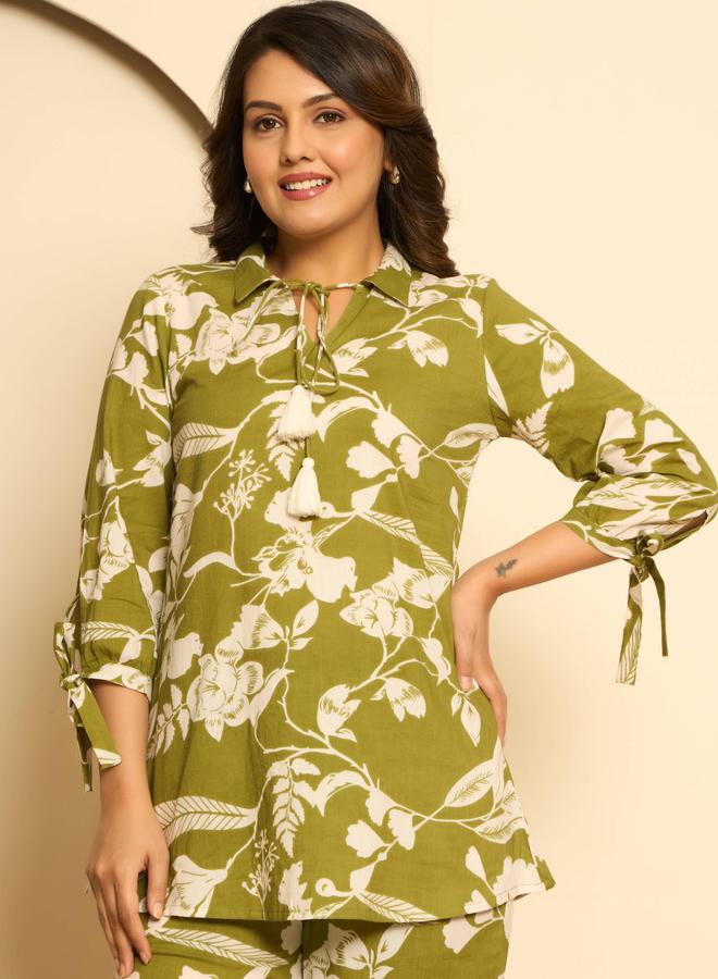 KASYA Green Printed Cotton Co-ord Set - Image 4